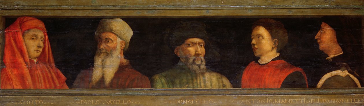 Portraits of Giotto, Uccello, Donatello, Manetti, and Brunelleschi by Paolo Uccello