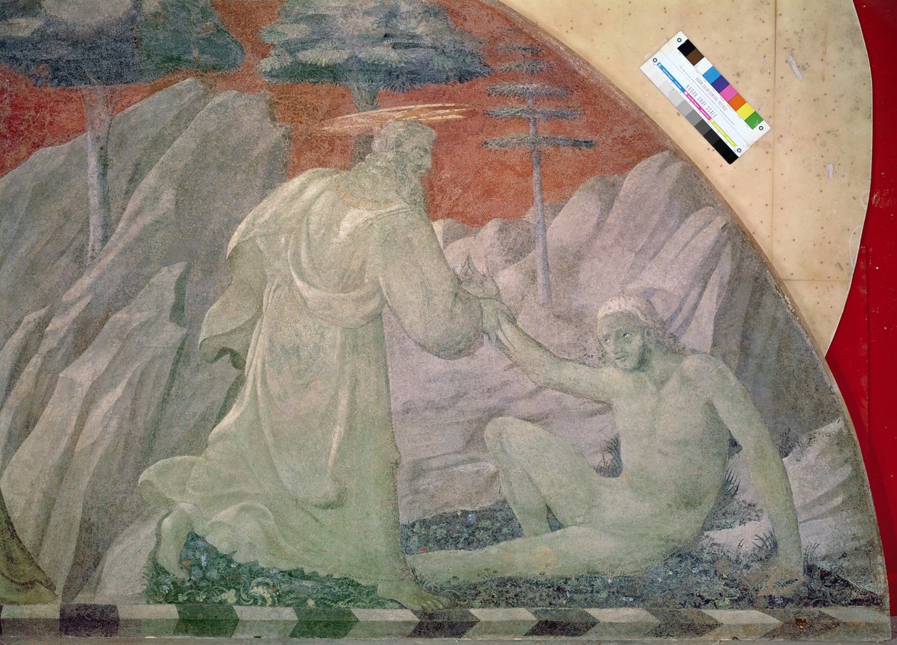 The Creation of the Animals and of Adam (detail of the creation of Adam) by Paolo Uccello