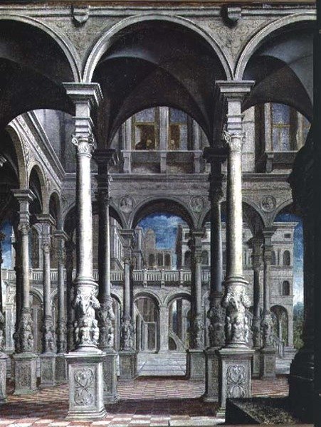 The Annunciation: Detail of Architecture by Paris Bordone