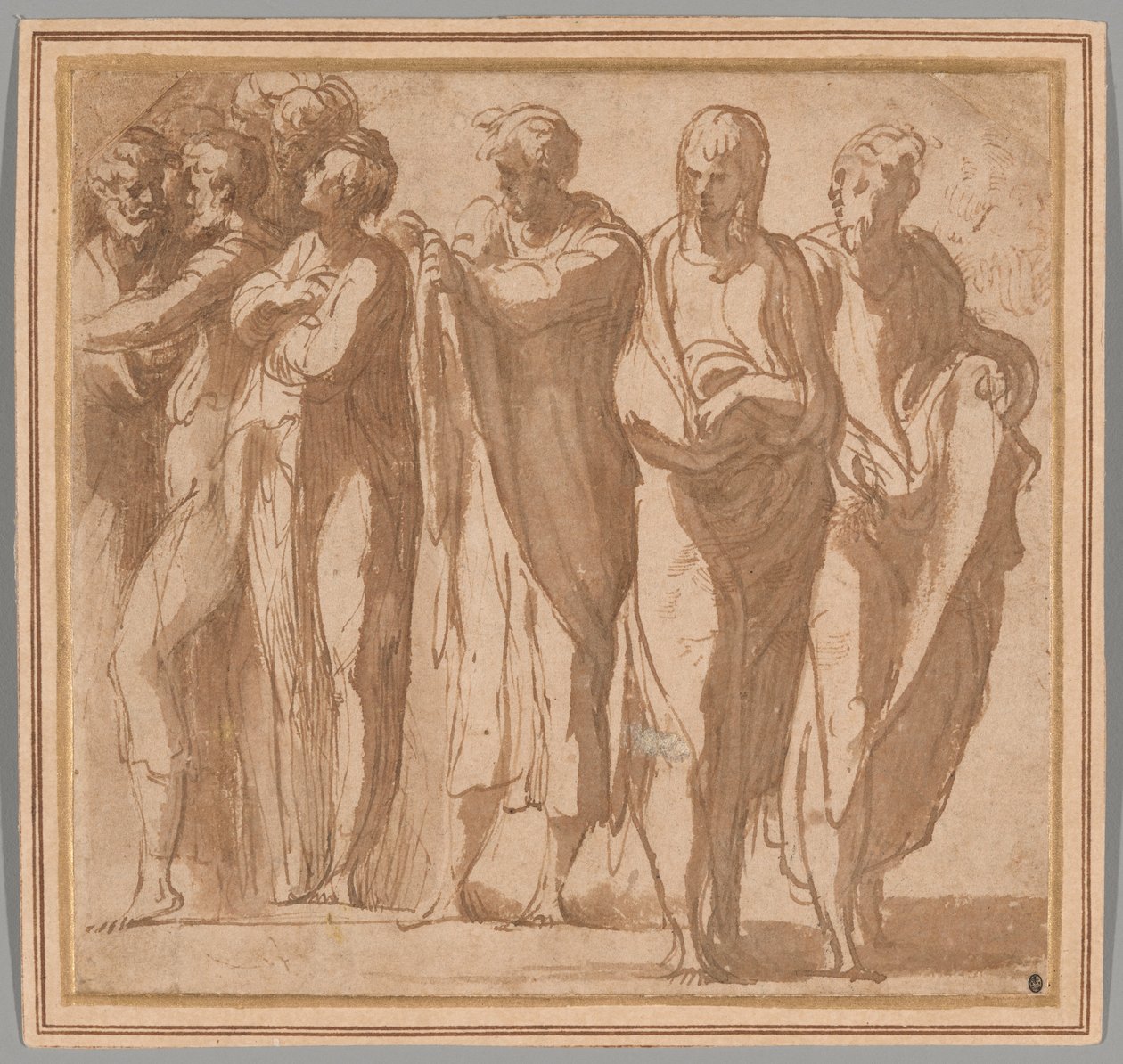 Group of Nine Standing Figures by Parmigianino
