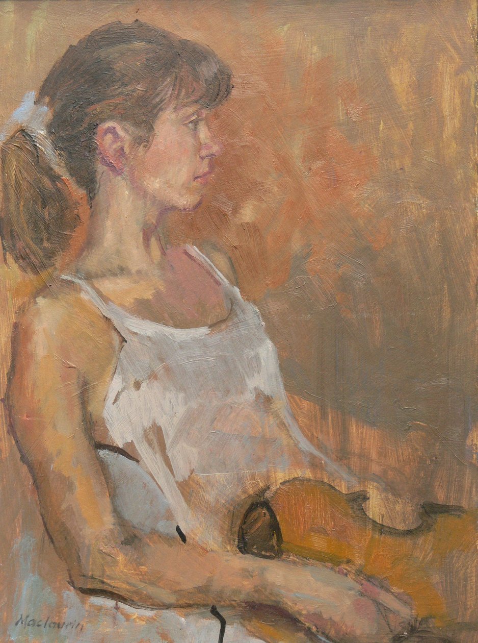 Girl with violin by Pat Maclaurin
