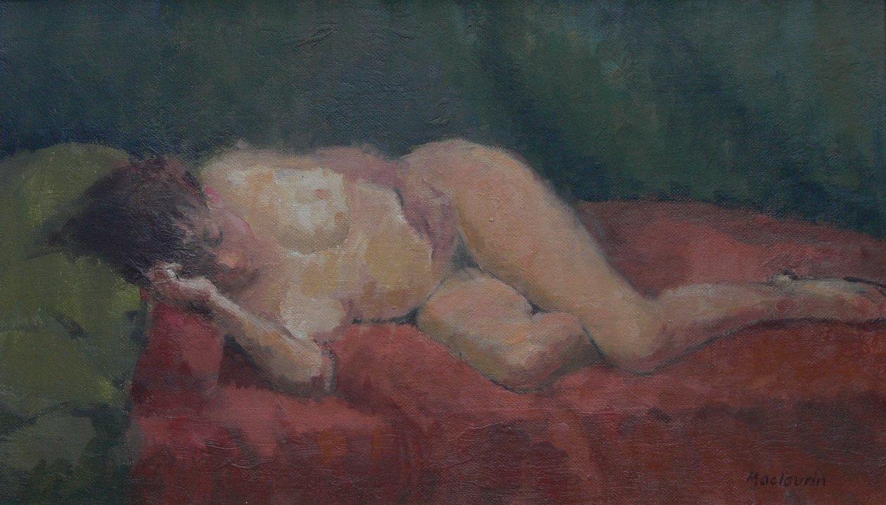 Nude on red and green by Pat Maclaurin