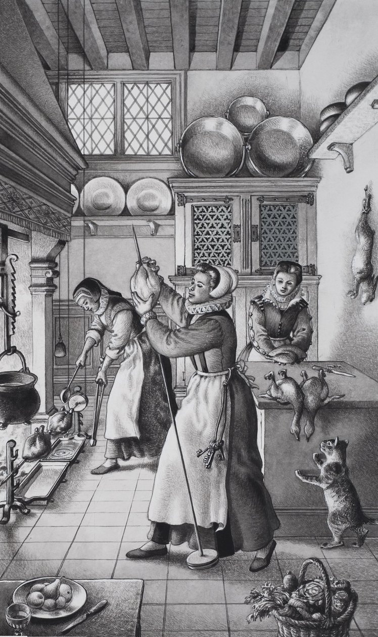 Sixteenth Century Kitchen by Pat (1907 95) Nicolle