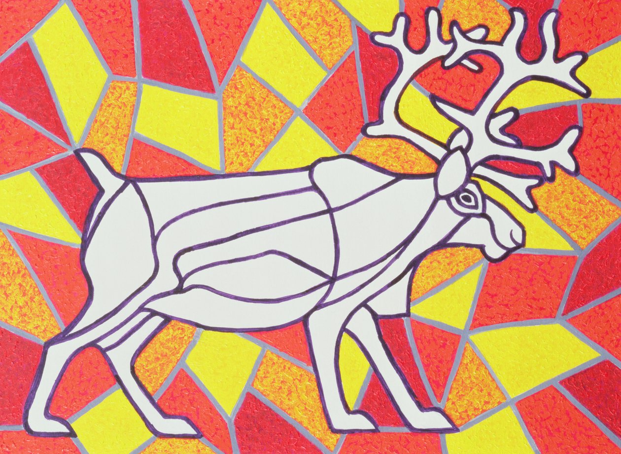 Reindeer on Stained Glass by Pat Scott