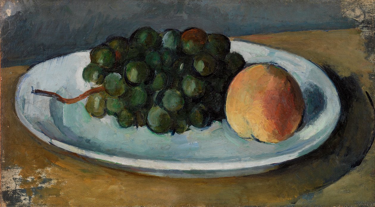 Grapes and Peach on a Plate, 1877-79 by Paul Cézanne
