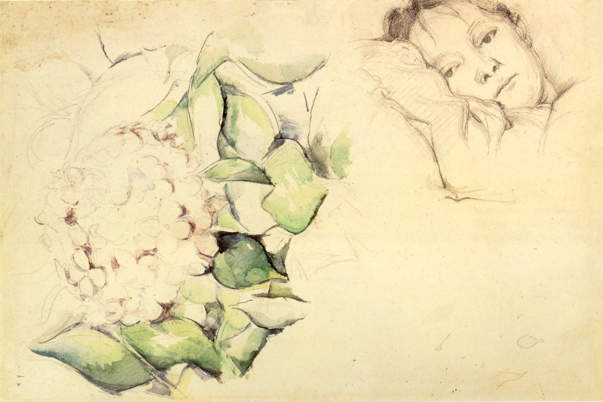 Madame Cézanne with Hydrangeas by Paul Cézanne