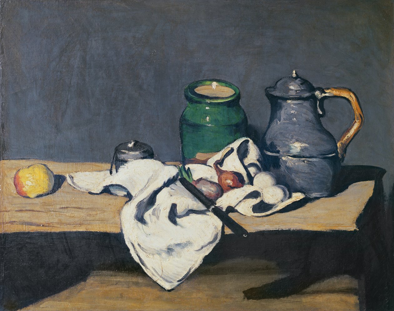 Still life with a tin kettle by Paul Cézanne