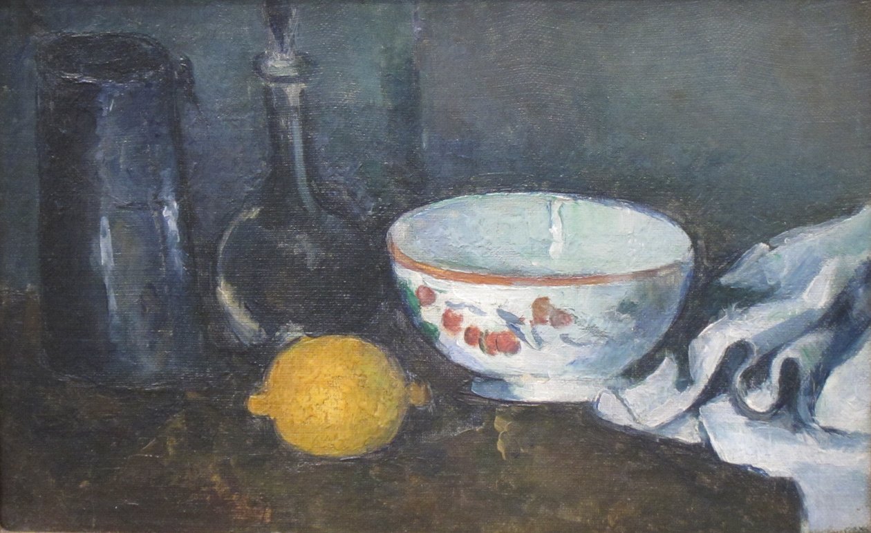 Still-life in Blue with Lemon by Paul Cézanne