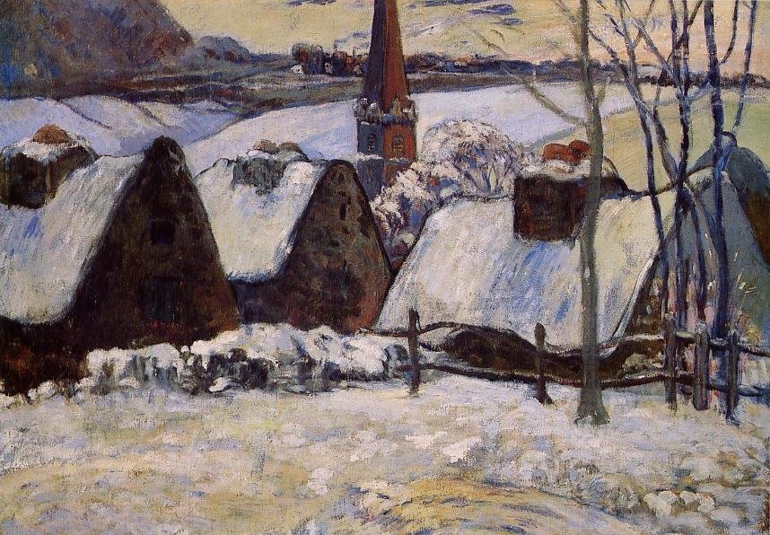 Breton Village in the Snow by Paul Gauguin