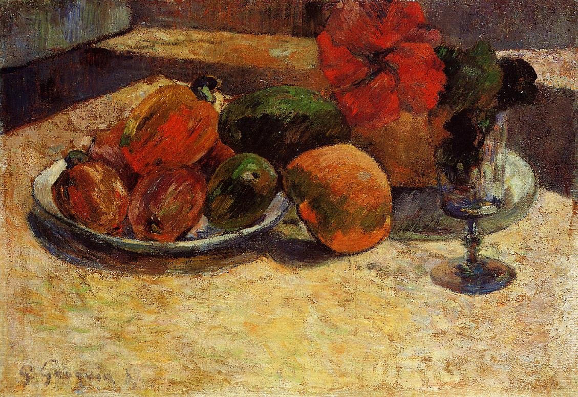 Exotic Fruits with Red Flowers by Paul Gauguin