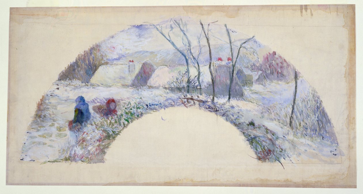 Garden under snow, design for a fan, c.1885 by Paul Gauguin