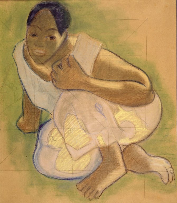 Crouching Tahitian Girl by Paul Gauguin