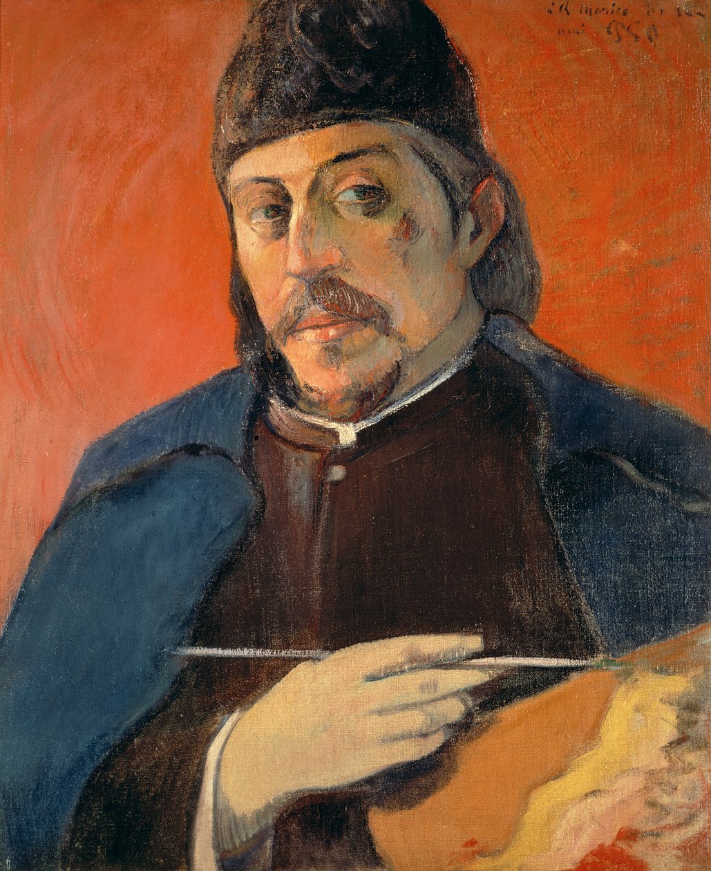 Self portrait with a Palette by Paul Gauguin