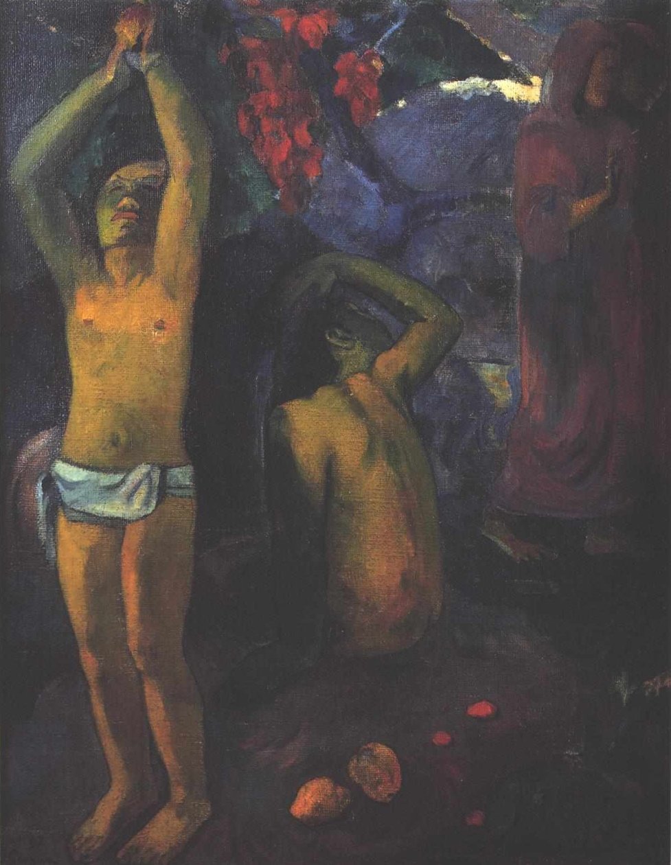 Tahitian Man with Raised Arms by Paul Gauguin