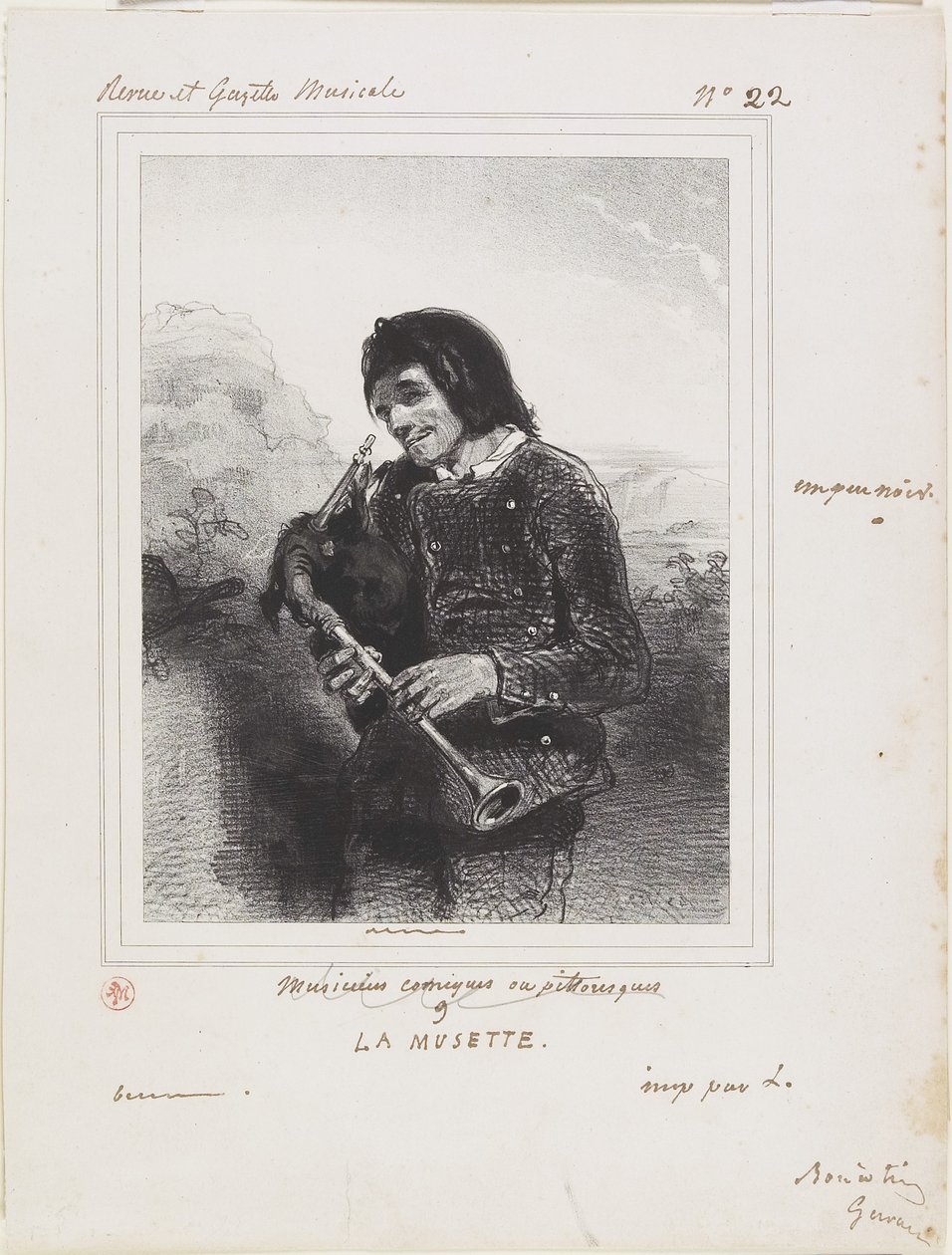 The Bagpipe Player, 1844 by Paul Gavarni