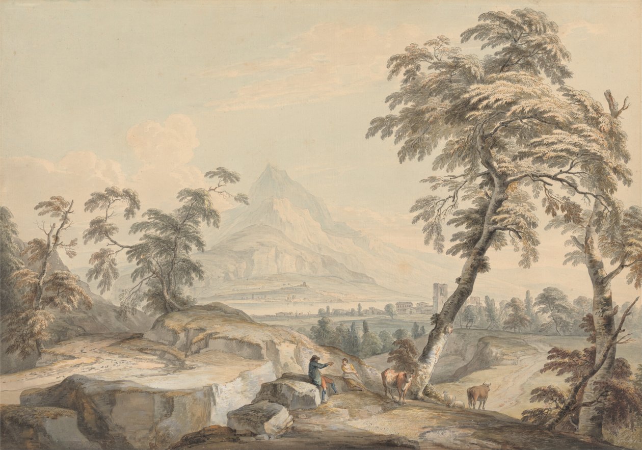Italian Landscape with Travelers by Paul Sandby