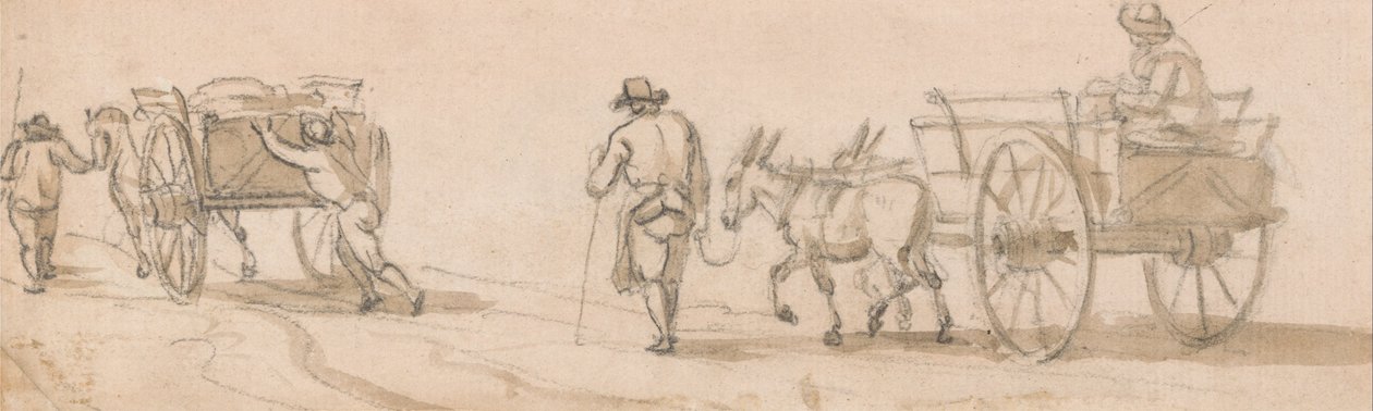 Two-Wheeled Cart and Figures by Paul Sandby