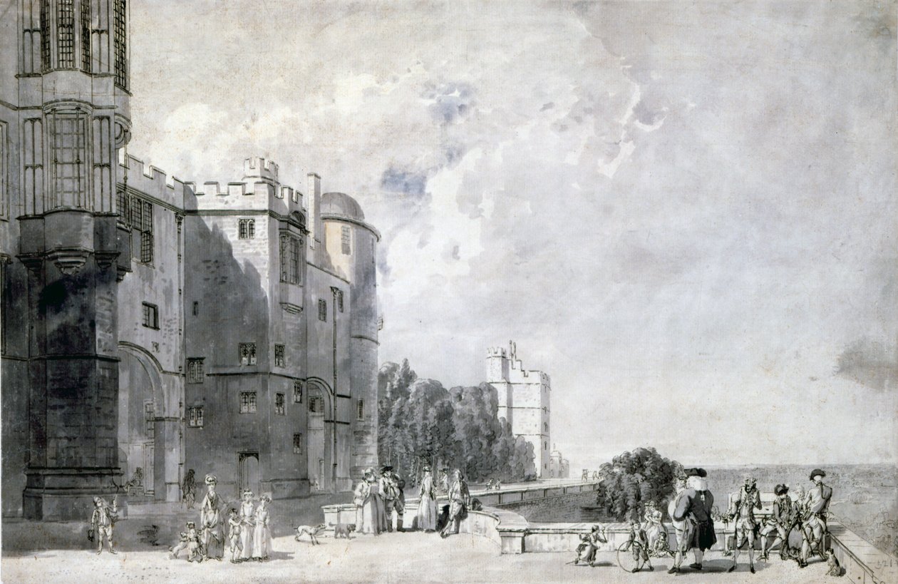 Windsor Castle: Terrace looking westward by Paul Sandby