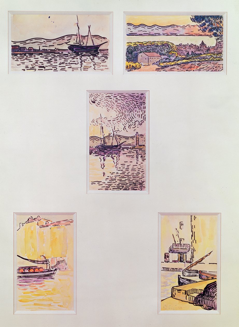 Saint Tropez (five watercolours) by Paul Signac