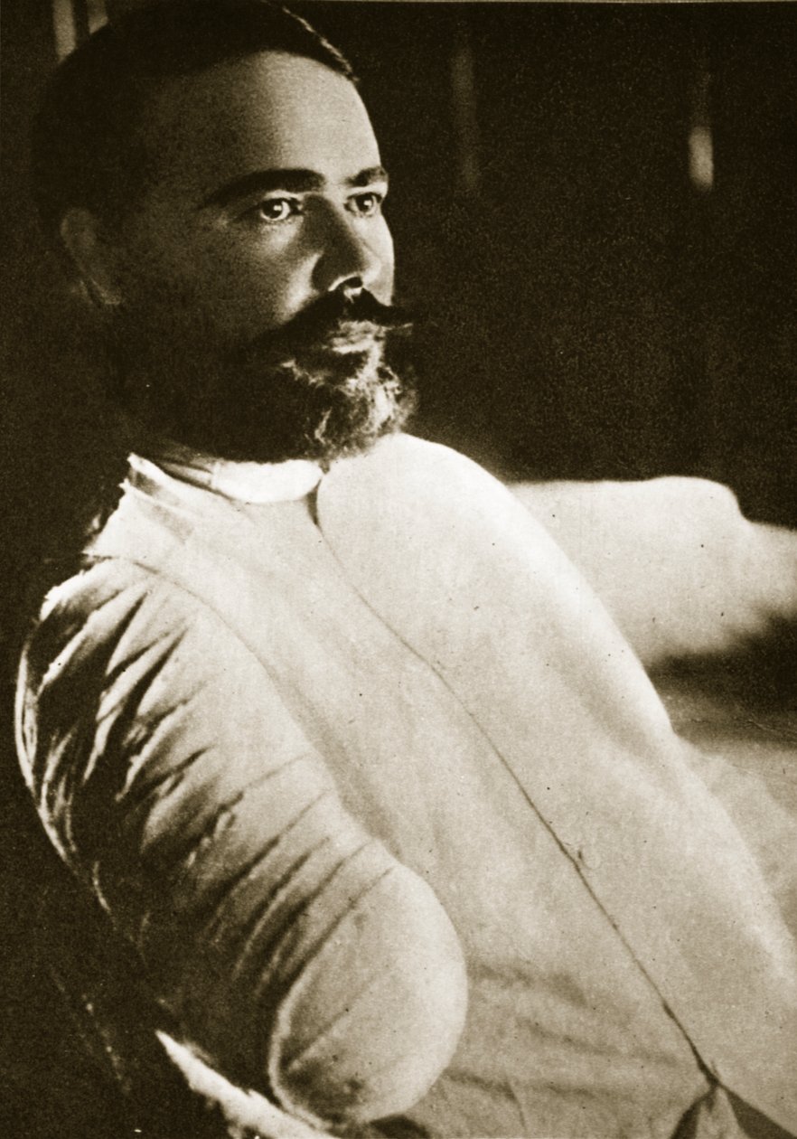 General Obregon after his right arm was blown off by a grenade at Santa Ana del Conde, 1915 by Paul Thompson