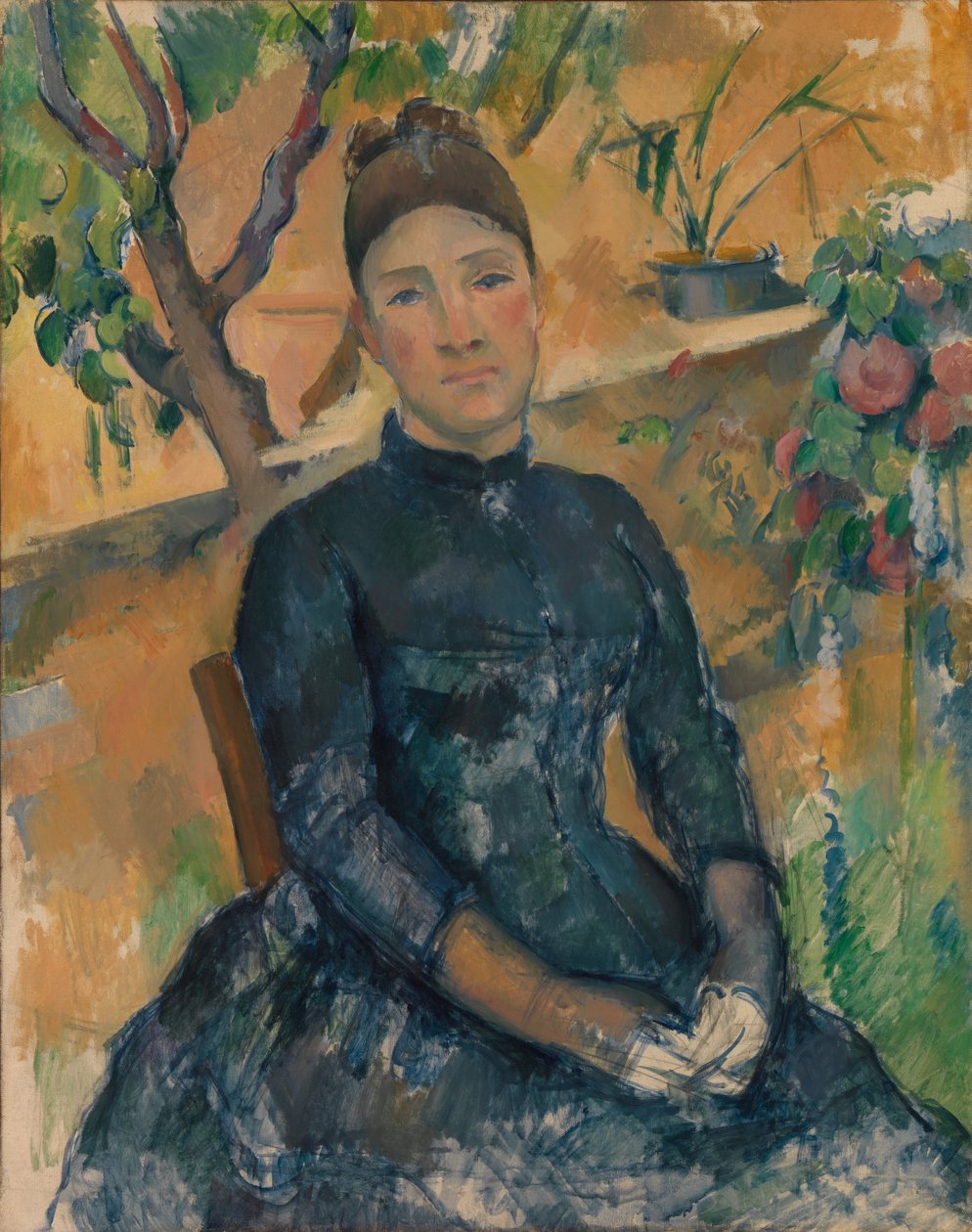 Madame Cézanne in the Conservatory by Paul Cézanne