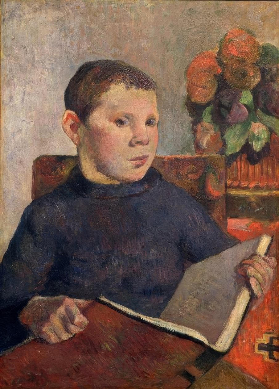 Portrait of Son Clovis with a Book by Paul Gauguin