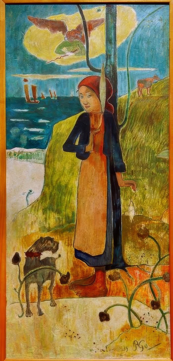 Breton Girl Spinning (Joan of Arc) by Paul Gauguin