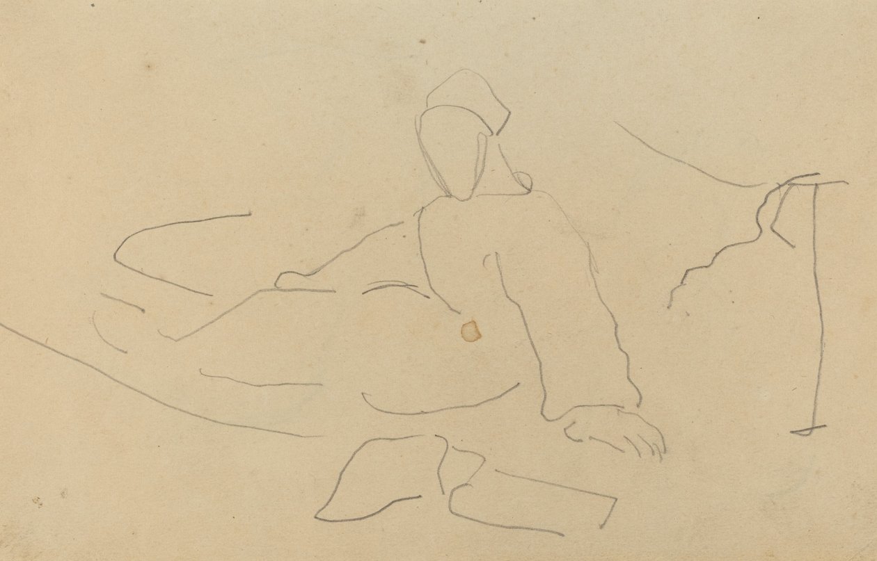 Figure Seated on the Ground (recto) by Paul Gauguin