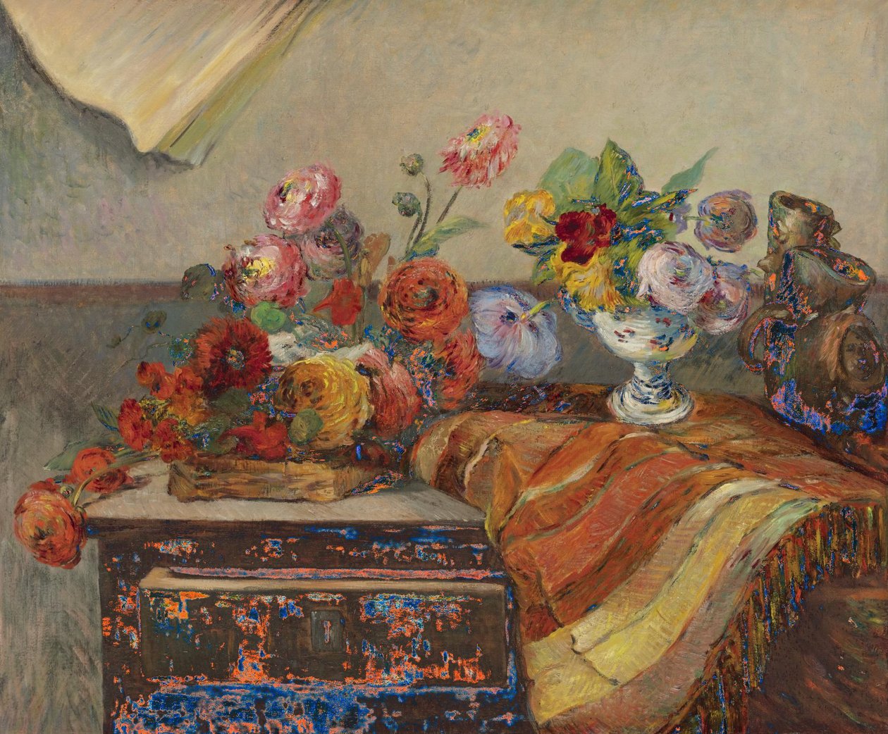 Bouquets and Ceramics on a Dresser by Paul Gauguin