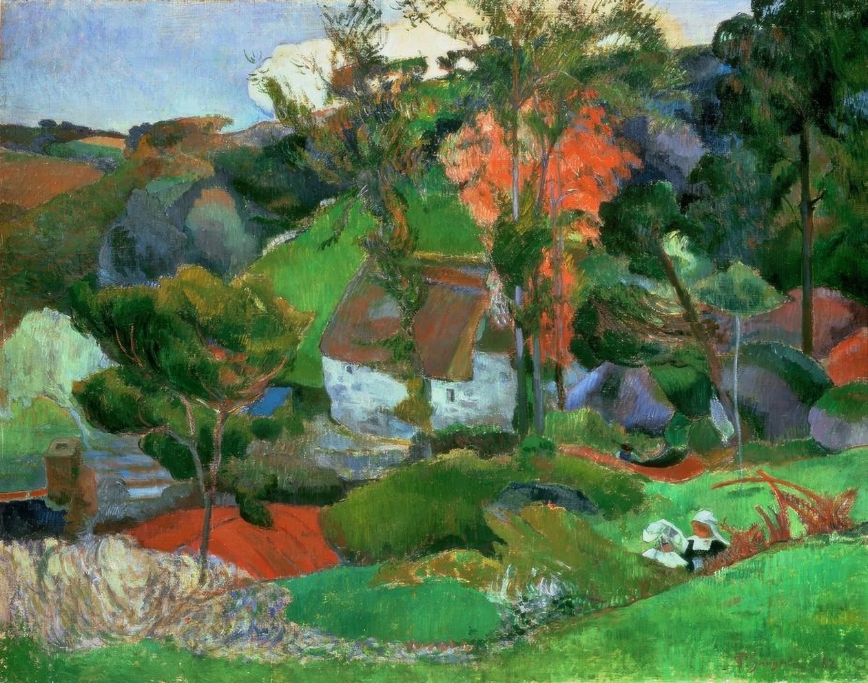 The Woman with the Jug, or Landscape at Pont-Aven by Paul Gauguin
