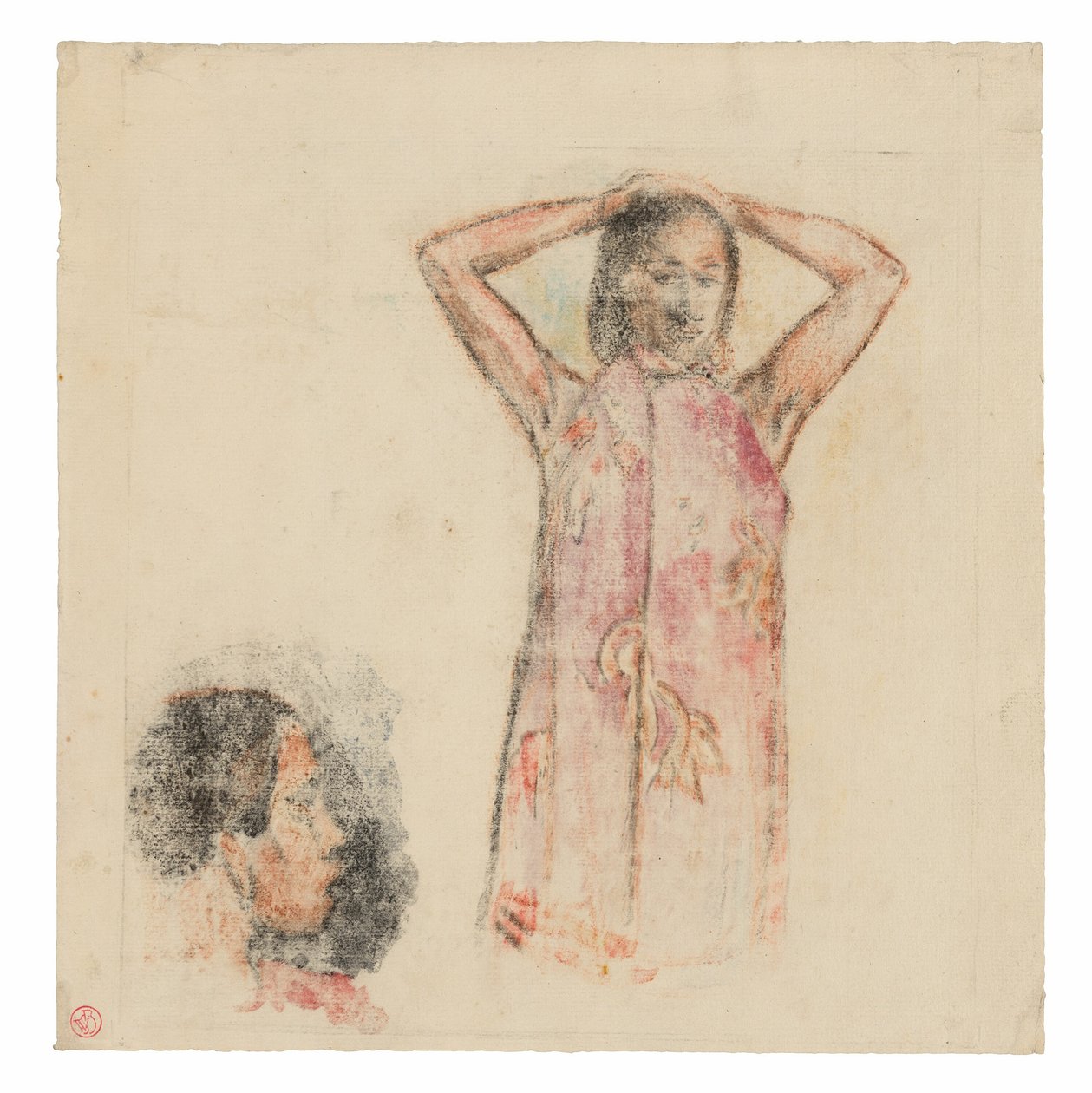 Tahitian Girl in Pink Pareu by Paul Gauguin