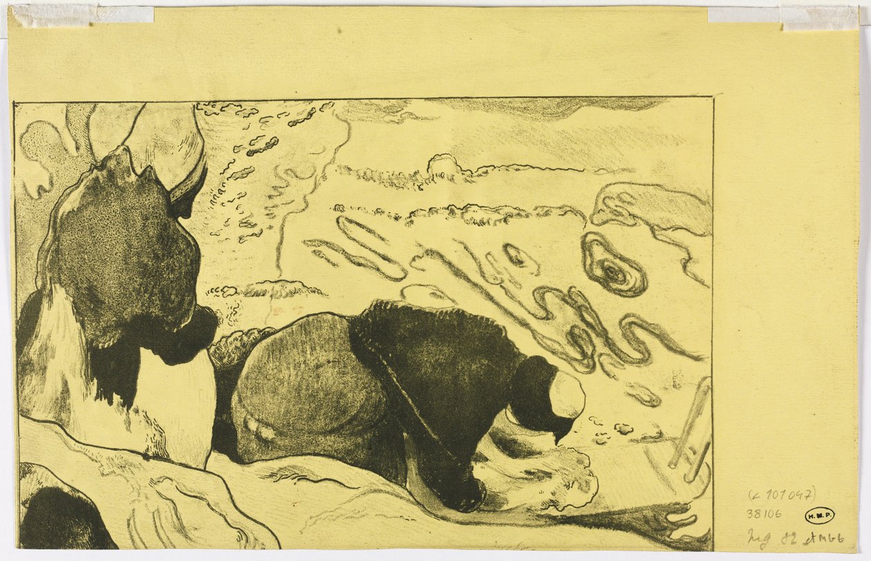 Volpini Suite: Women Washing Clothes (verso) by Paul Gauguin