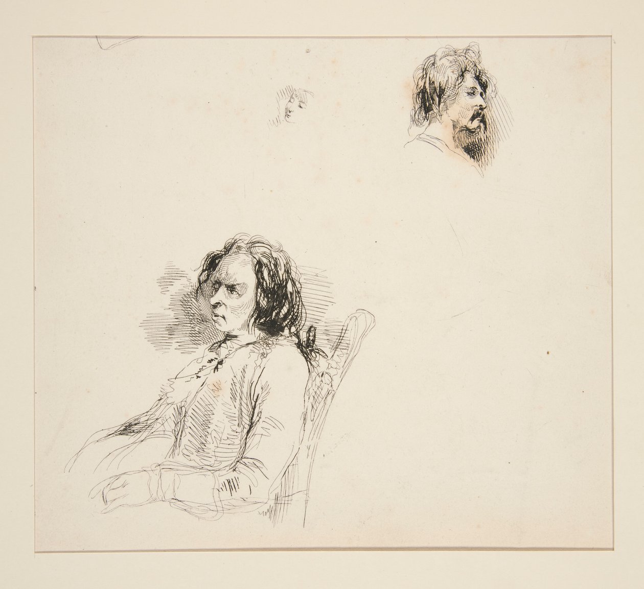 Three Sketches on the Same Plate by Paul Gavarni