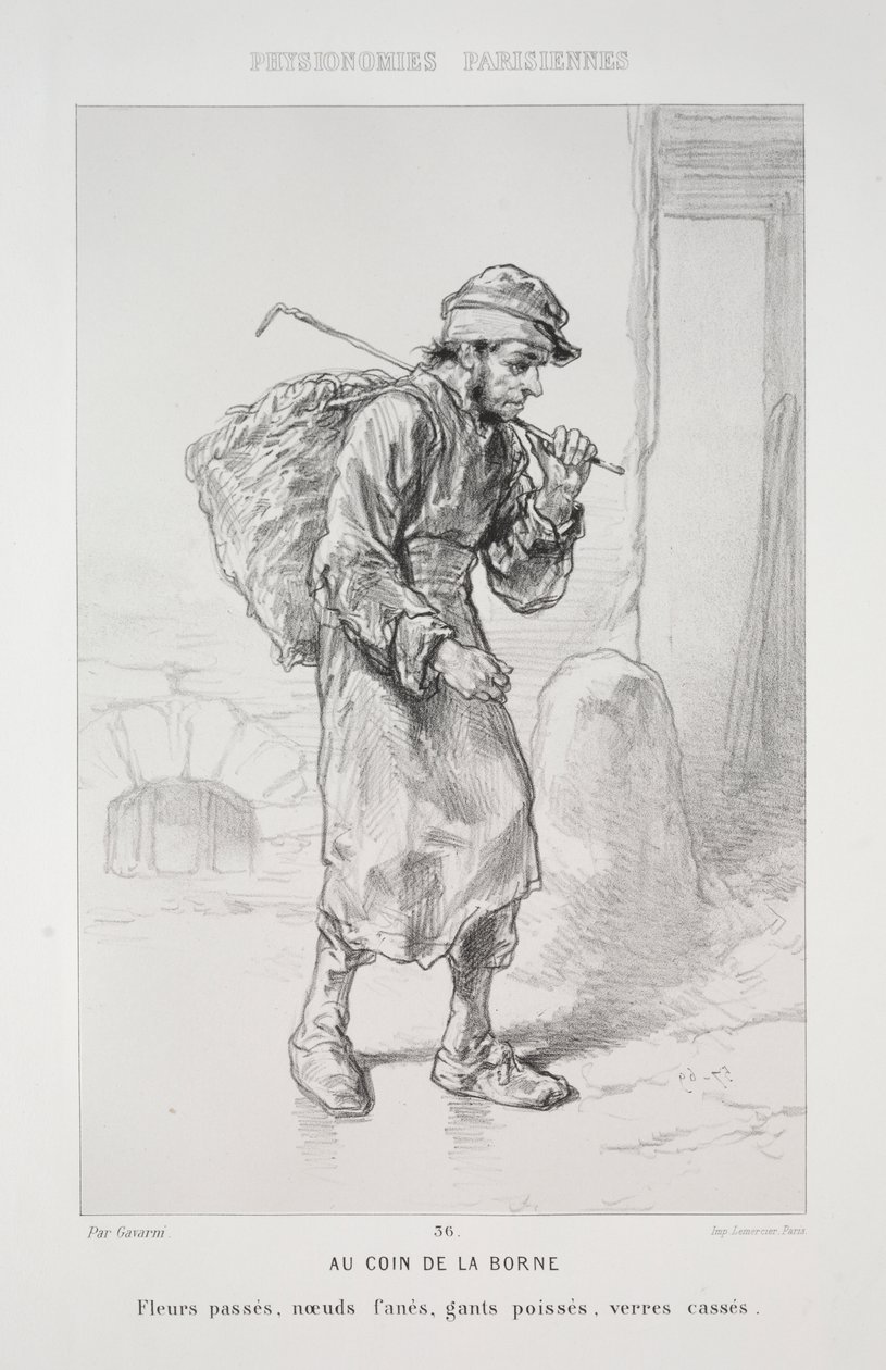 At the Corner of the Post by Paul Gavarni