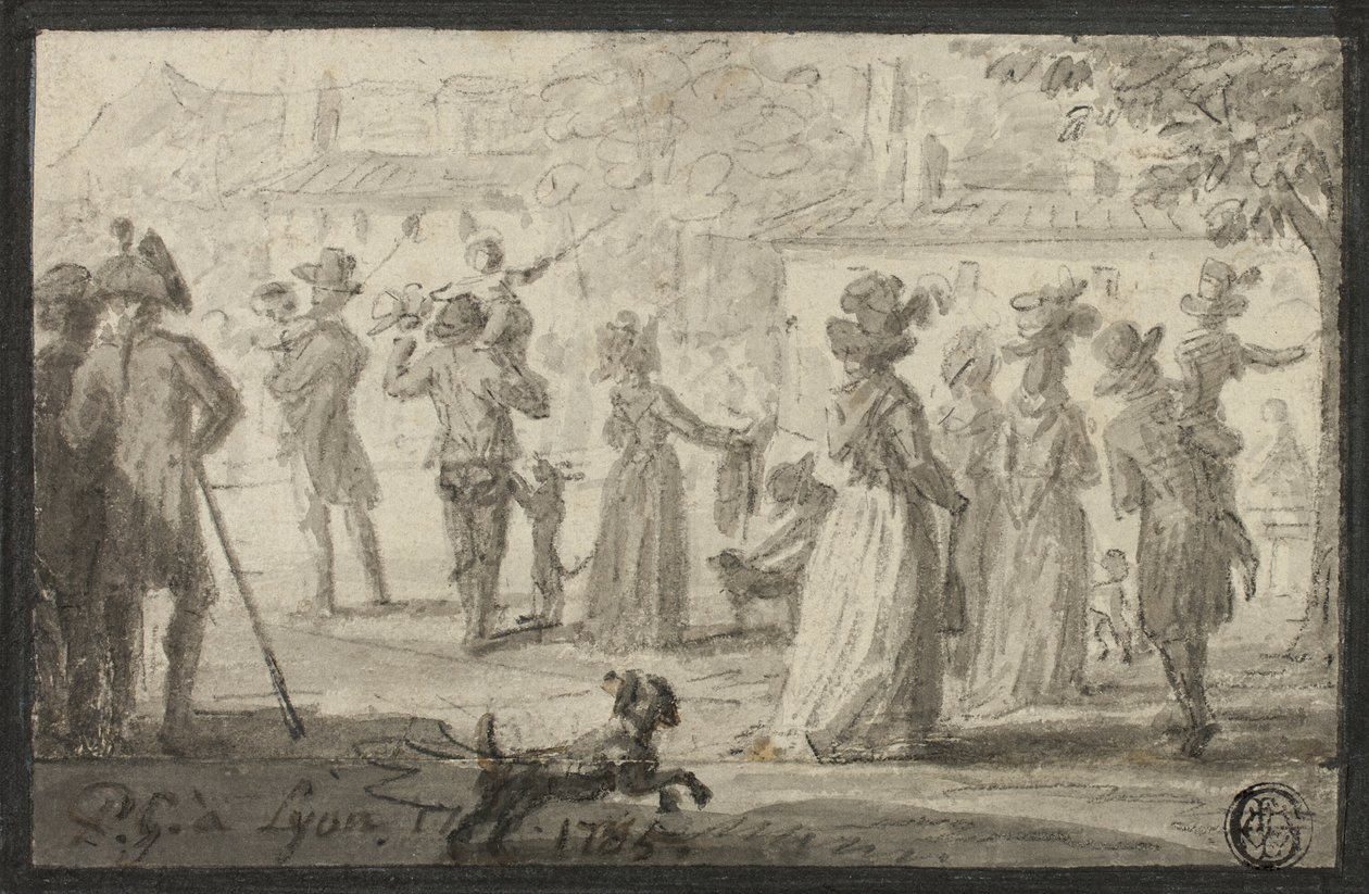Figures Looking at Outdoor Spectacle by Paul Gregoire