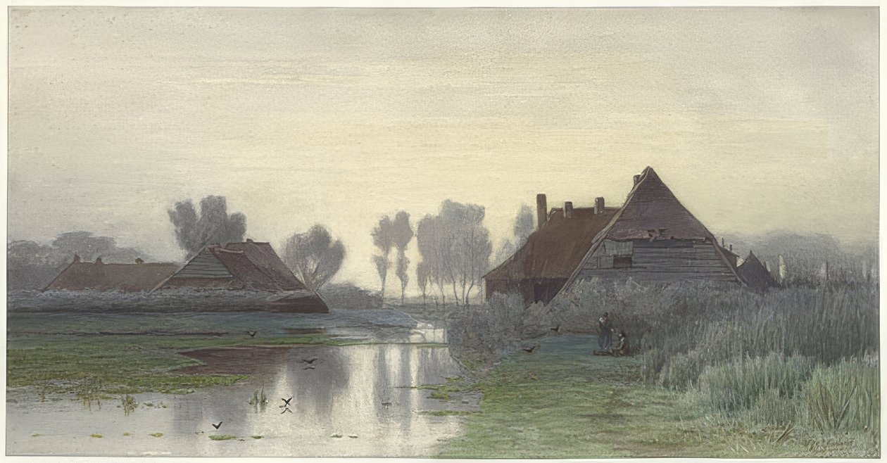 Farmhouses in Morning Mist. 1838-1903 by Paul Joseph Constantin Gabriel