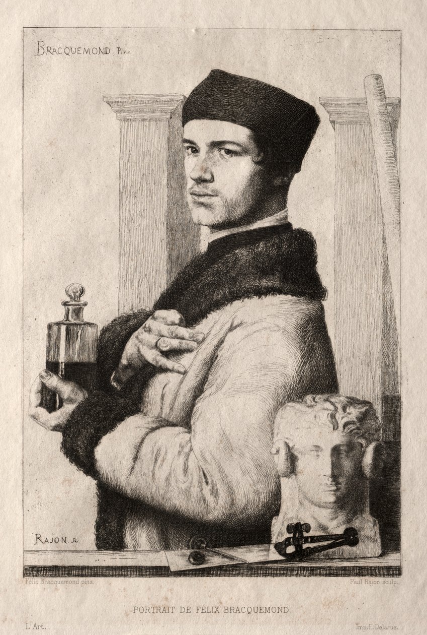 Portrait of Félix Bracquemond in 1852 by Paul Rajon