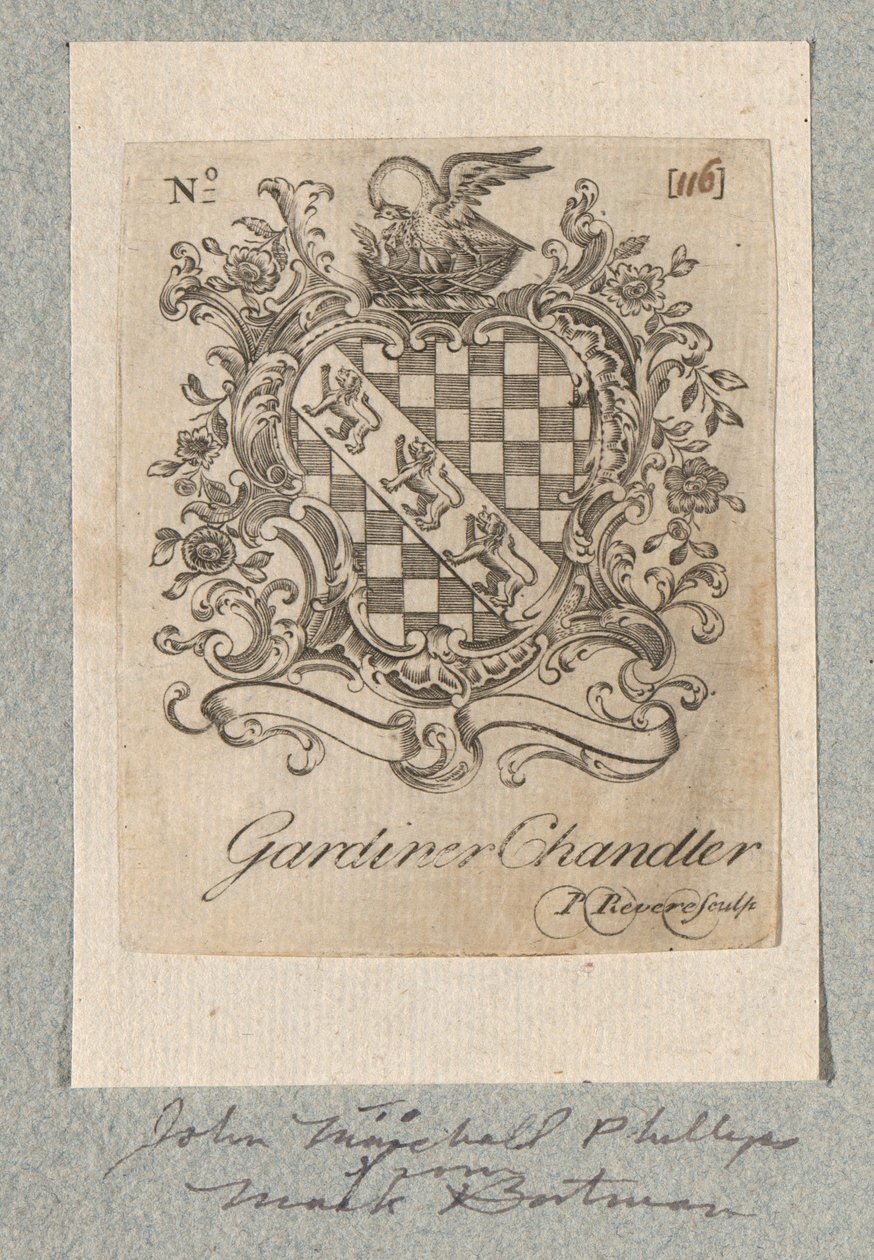 Bookplate of Gardiner Chandler by Paul Revere