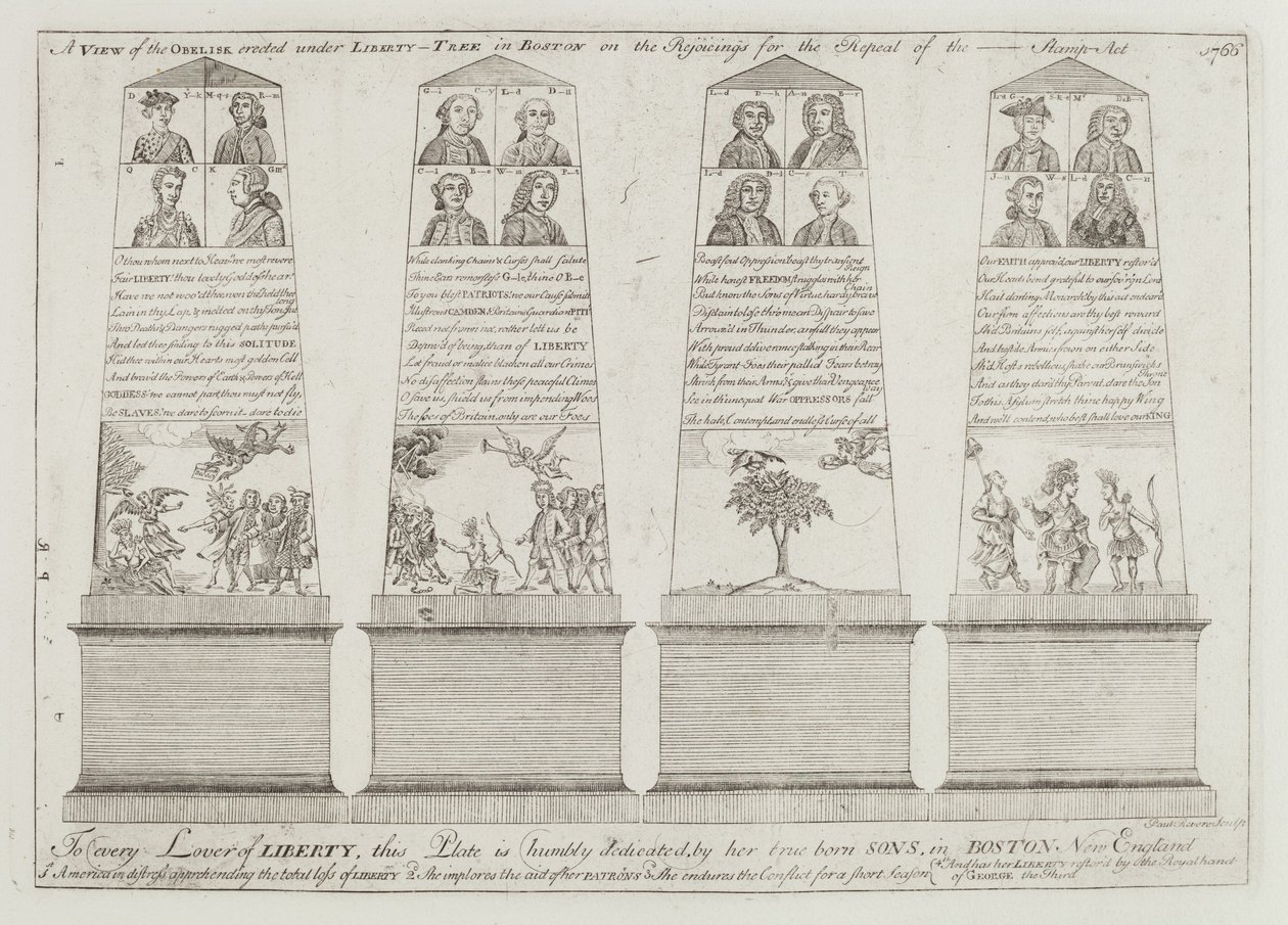 The Obelisk under the Liberty Tree, Boston by Paul Revere
