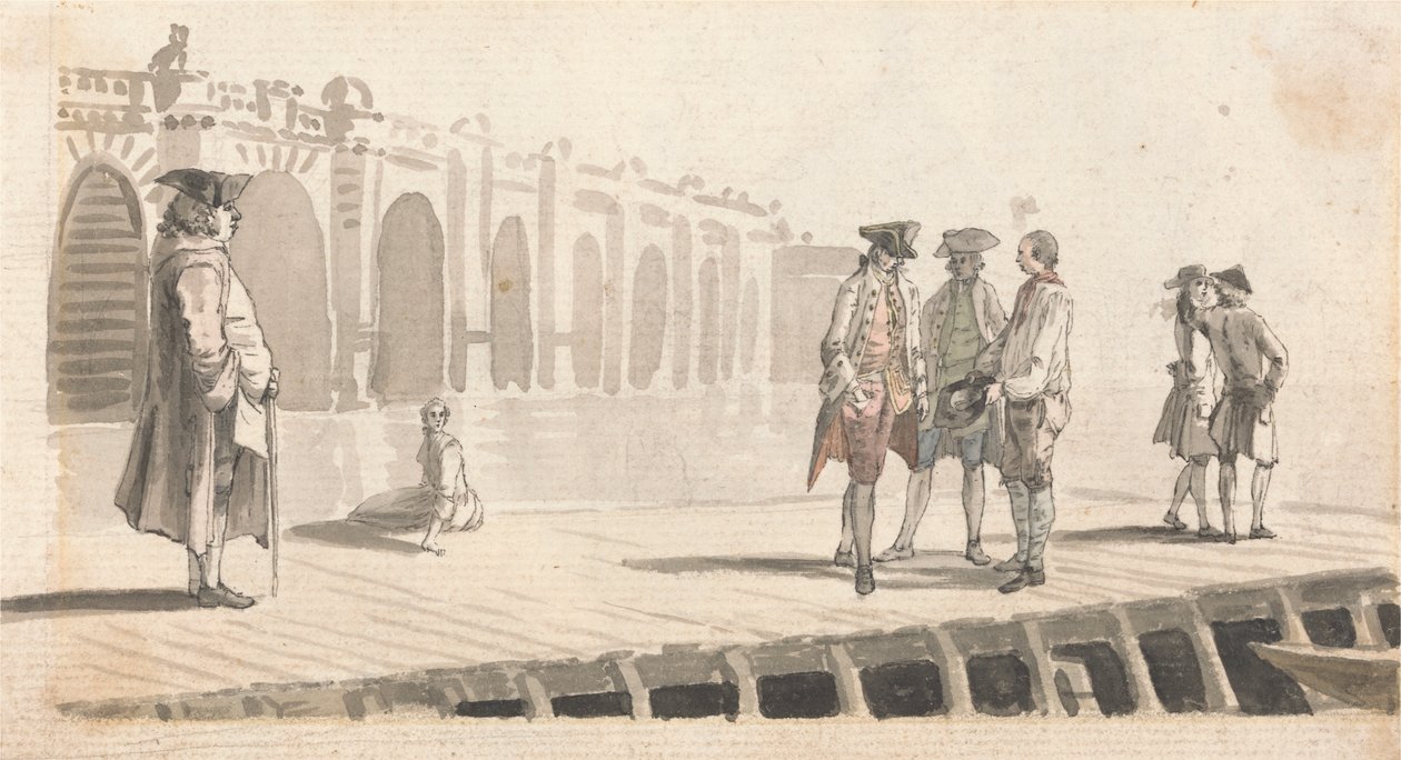 A Group of Men on Westminster Pier by Paul Sandby