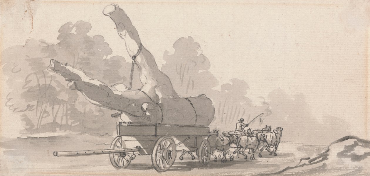 Cart Bearing a Large Tree Trunk by Paul Sandby