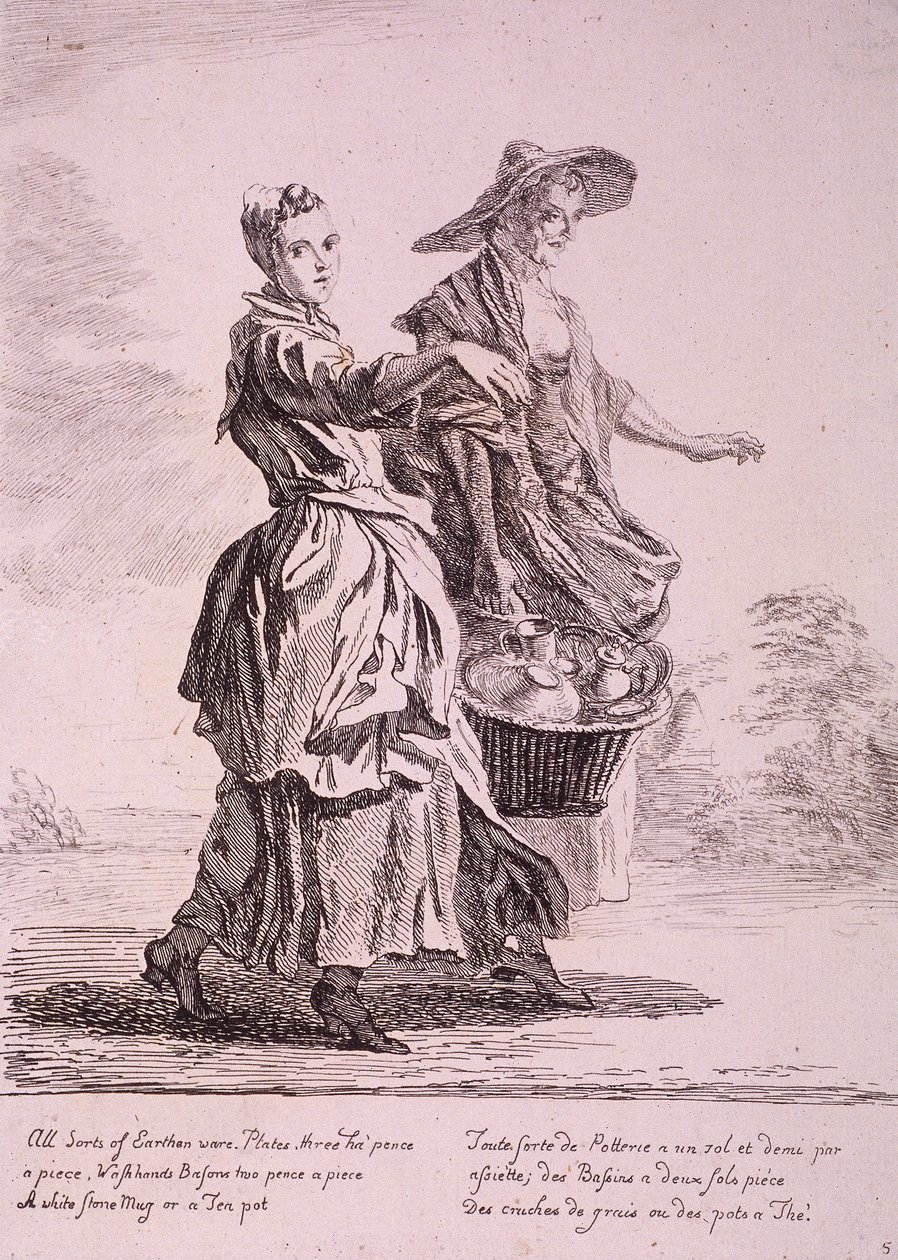 Two Crockery Sellers, Cries of London, 1760 by Paul Sandby