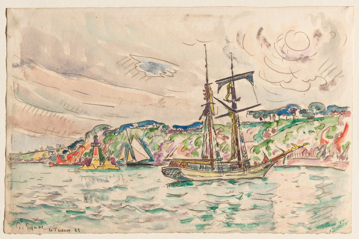 Ships near the Trieux River by Paul Signac