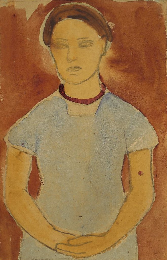 Lee Hoetger in Front of Flower Background by Paula Modersohn Becker