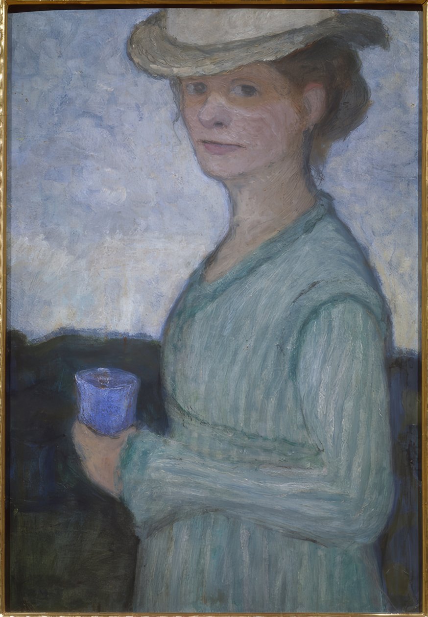 Self-Portrait with Blue Glass by Paula Modersohn Becker