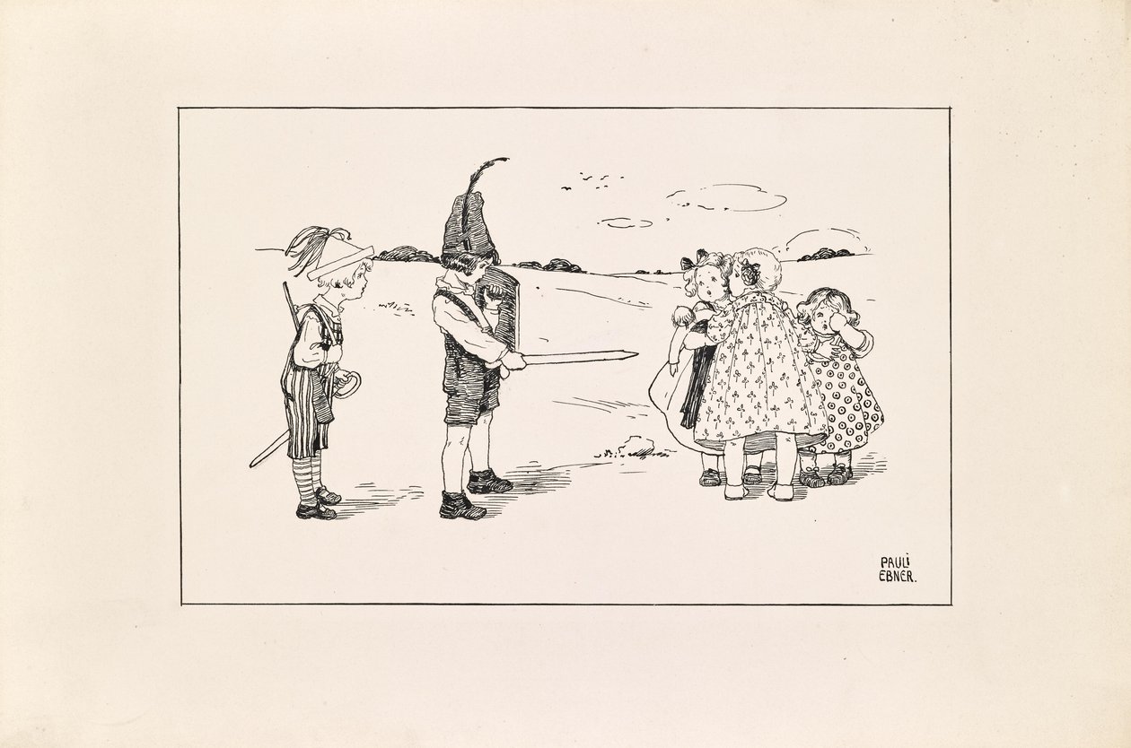 Children Playing Soldiers by Pauline Ebner