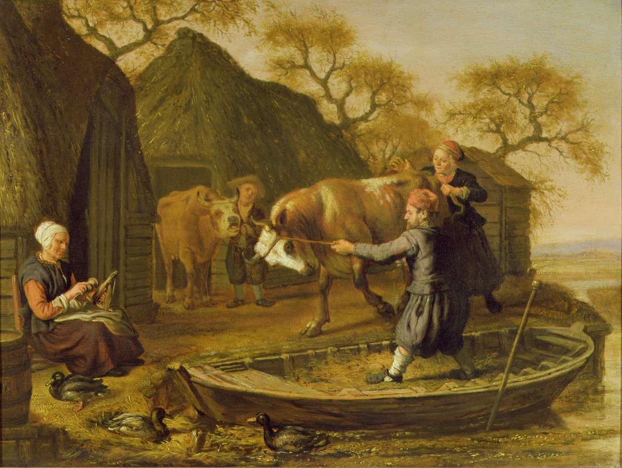 Cattle Being Loaded into a Small Boat by Paulus Potter