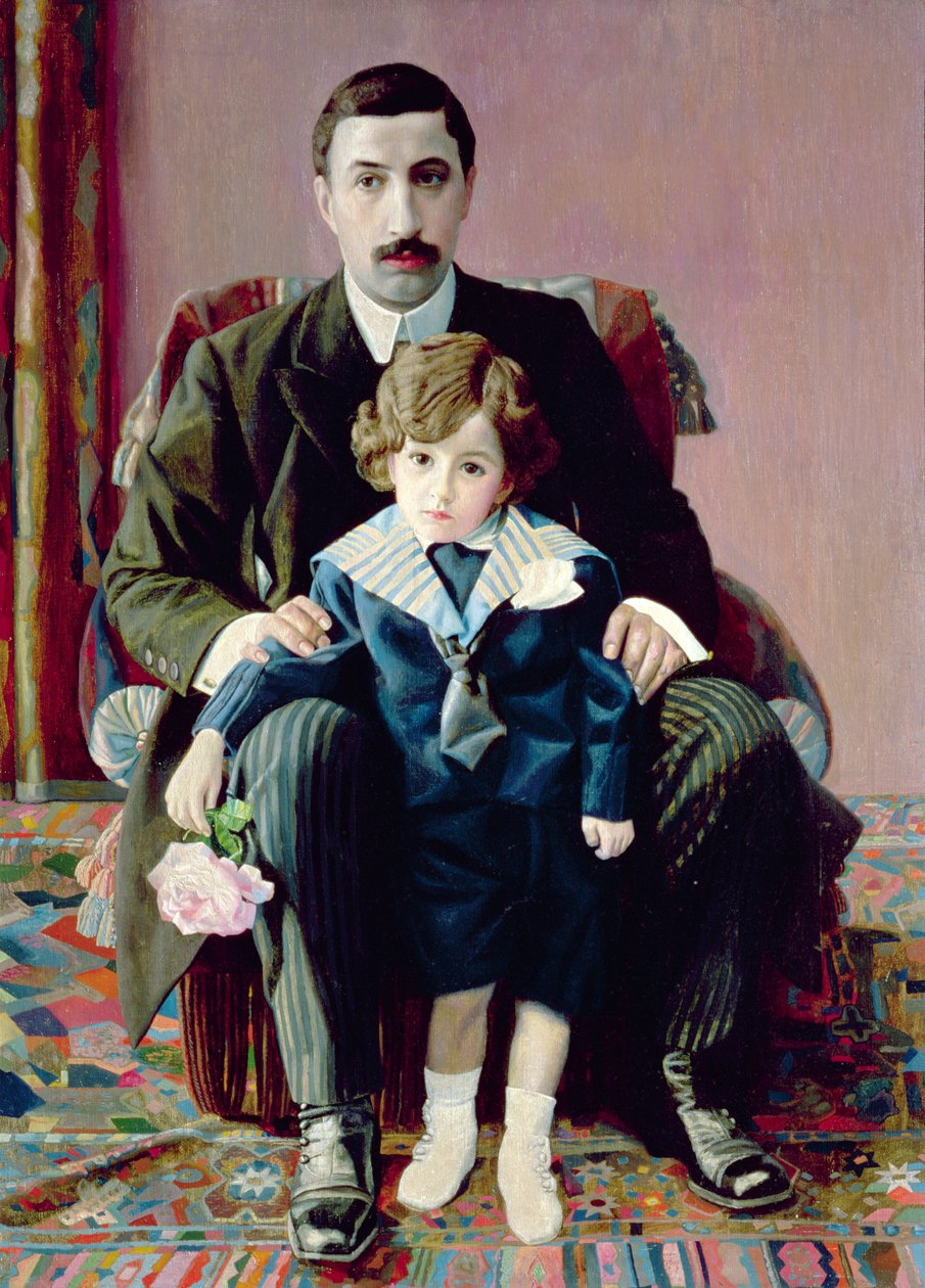 Portrait of Arman Frantsevich Aziber and his son, 1915 by Pawel Nikolajewitsch Filonow