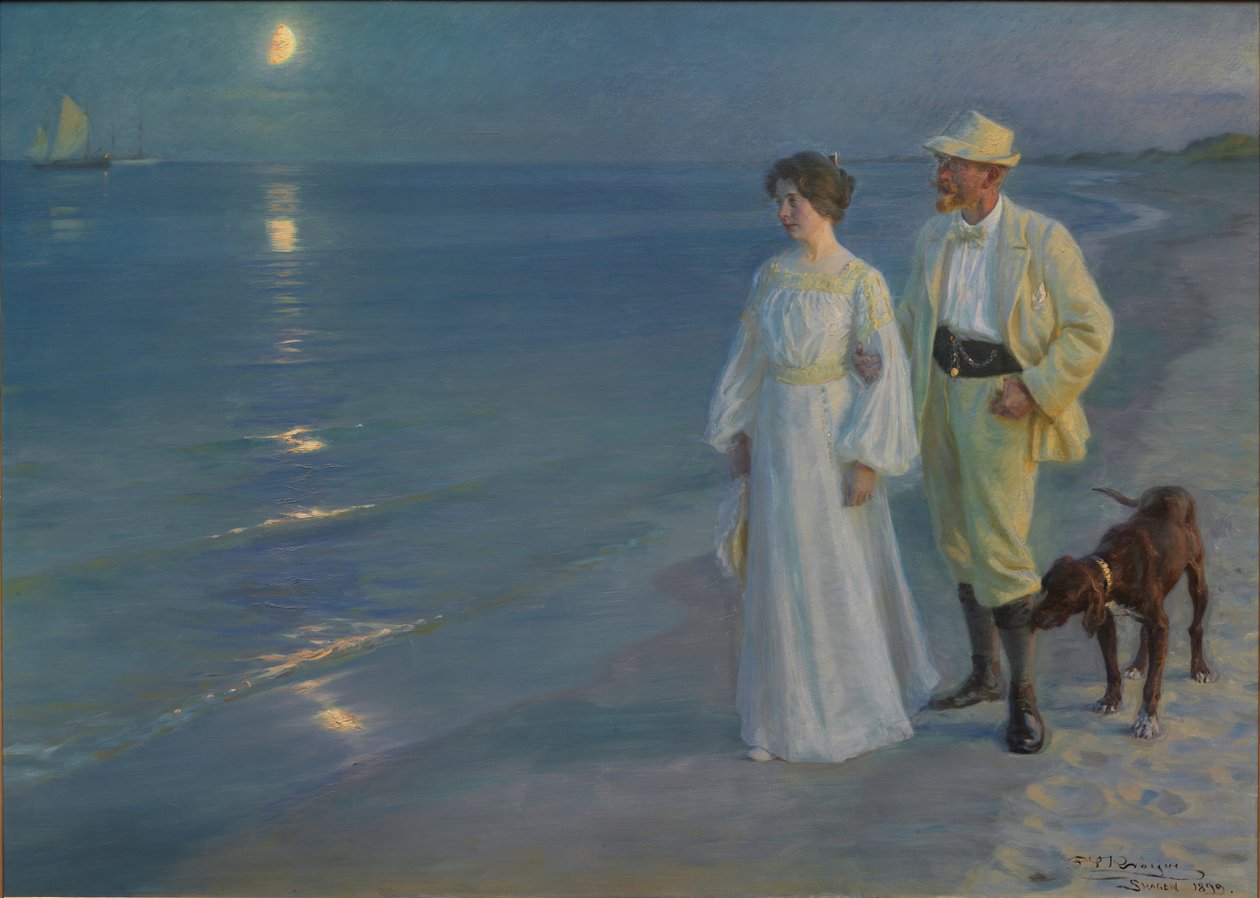 Summer Evening at Skagen Beach. The Artist and His Wife by Peder Severin Krøyer
