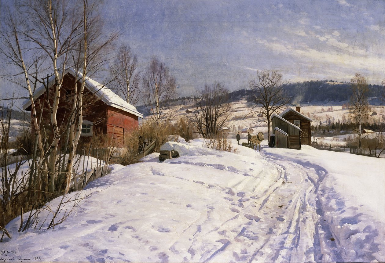 A Winter Landscape, Lillehammer by Peder Monsted